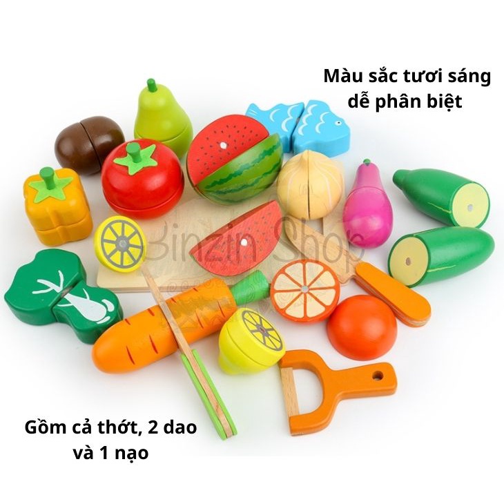 Bộ đồ chơi cắt trái cây gỗ 17 chi tiết