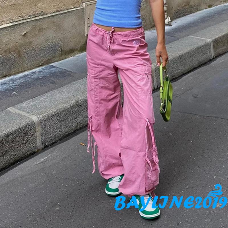 Quần Dài Dây Rút Màu Trơn Tùy Chỉnh Phối Túi Thời Trang Cho Nữ