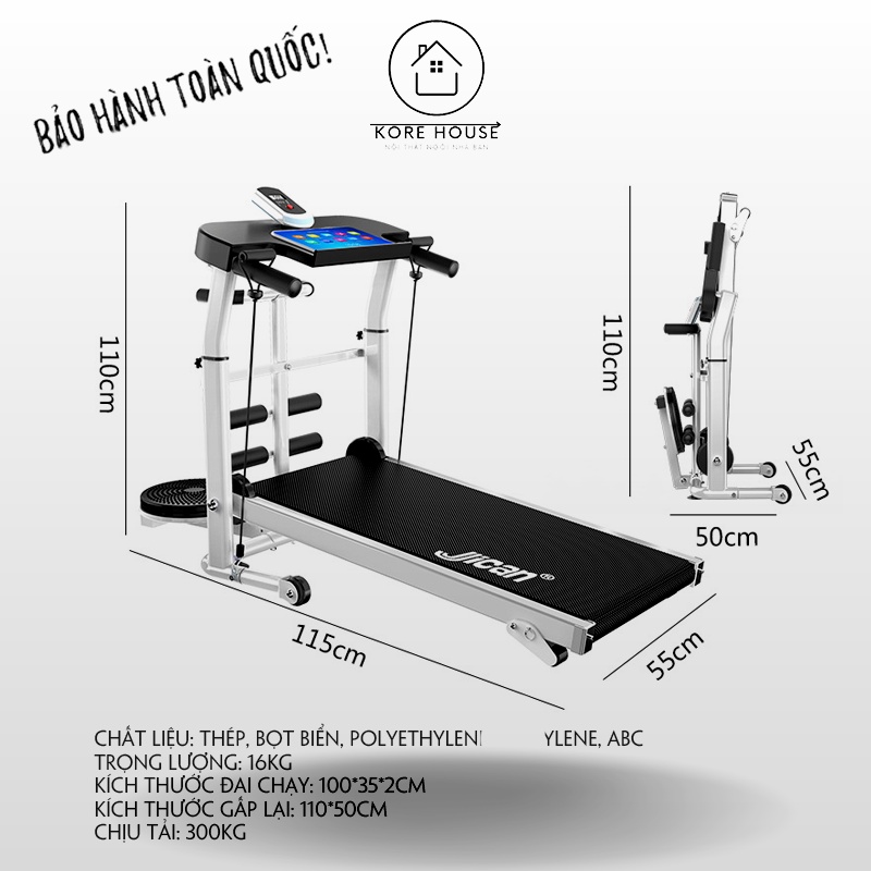 Máy chạy bộ cơ tại nhà đa năng gồm 3 chức năng: Chạy bộ, xoay eo, tập cơ bụng - Kore House