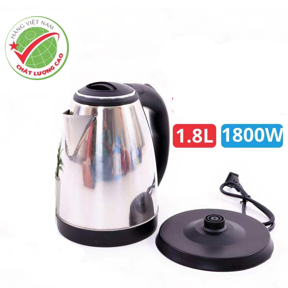 Ấm Siêu Tốc Inox 1,8 Lít Electric  Chính Hãng Đun Sôi Cực Nhanh- Bảo Hành 12 Tháng 1 Đổi 1 nếu lỗi