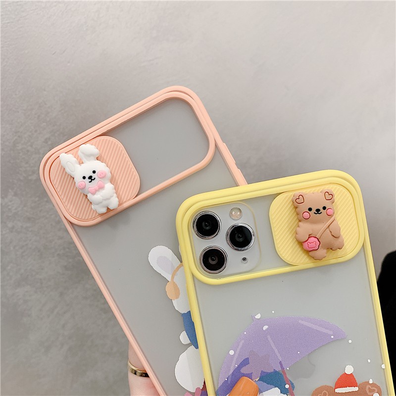 Ốp lưng iphone trượt camera Thỏ - Gấu nâu Dinosaur bvc 6/6plus/6splus/7/7plus/8/8plus/x/xs/11/12/pro/max/plus DT09 dt09