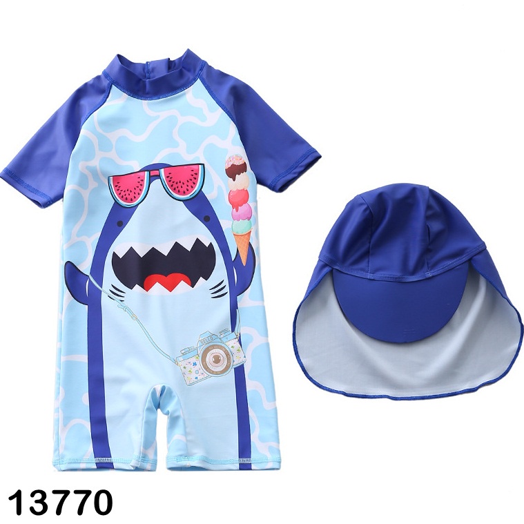 Bộ bơi liền và rời Bigbaby hoạt tiết hoạt hình, khủng long, cá mập siêu cưng cho bé trai 8-18KG 1-4 tuổi