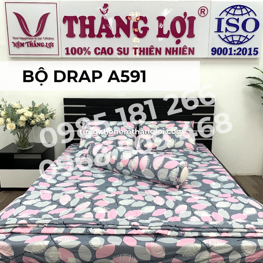 [Ảnh Thật] A591 - Bộ Drap Cotton 4 món Thắng Lợi Chính Hãng (Ga Nệm, Áo Gối)