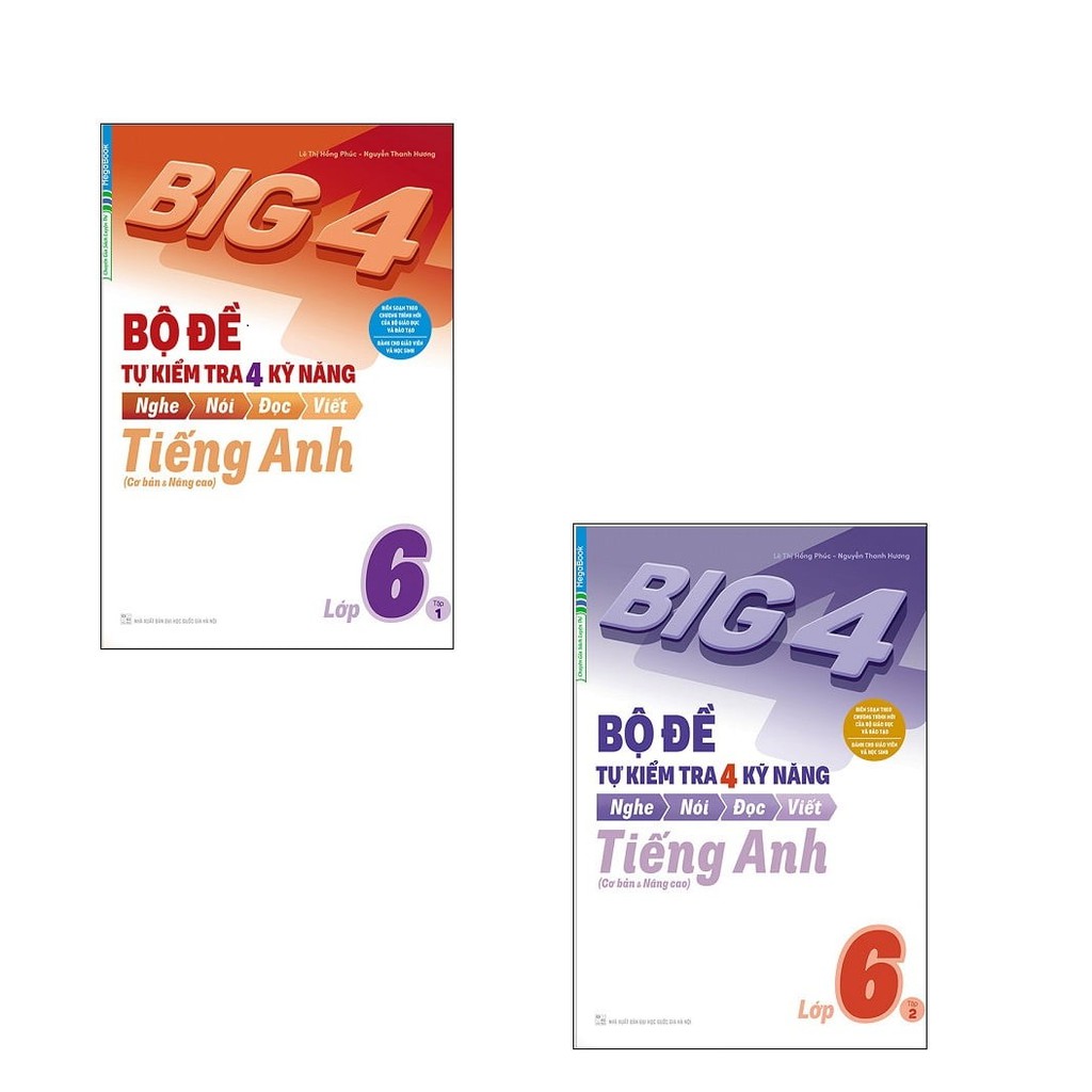 Sách Megabook - Combo_BIG 4 Bộ đề tự kiểm tra 4 kỹ năng Nghe-Nói-Đọc-Viết (Cơ bản và nâng cao) Tiếng anh lớp 6 (tập 1+2)