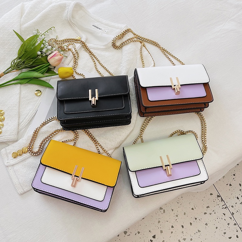 Túi Đeo Vai Hình Vuông Màu Sắc Thời Trang Phong Cách Hàn Quốc Cho Nữ