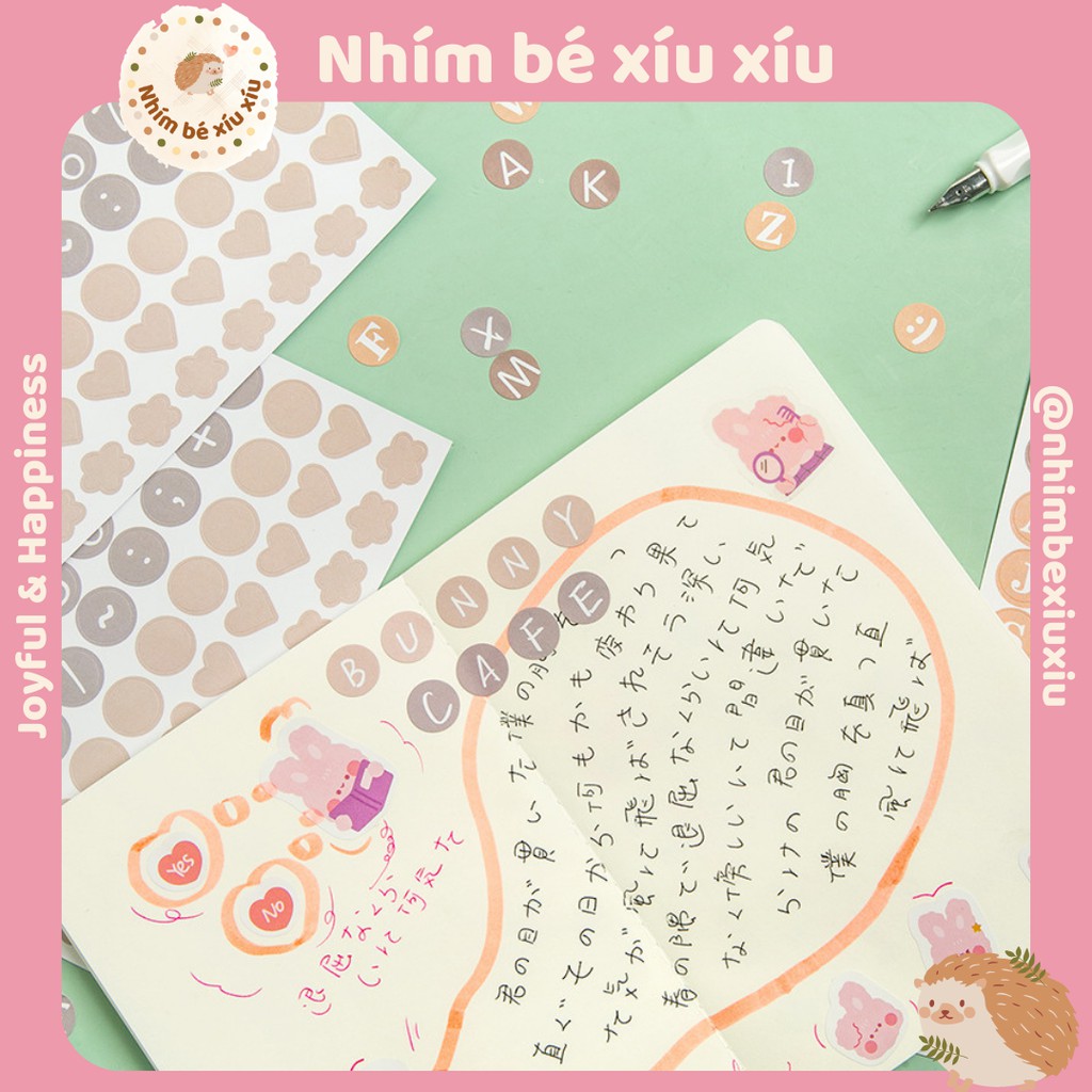 Sticker chữ cái - số đếm tone màu morandi trang trí sổ tay nhimbexiuxiu VT88
