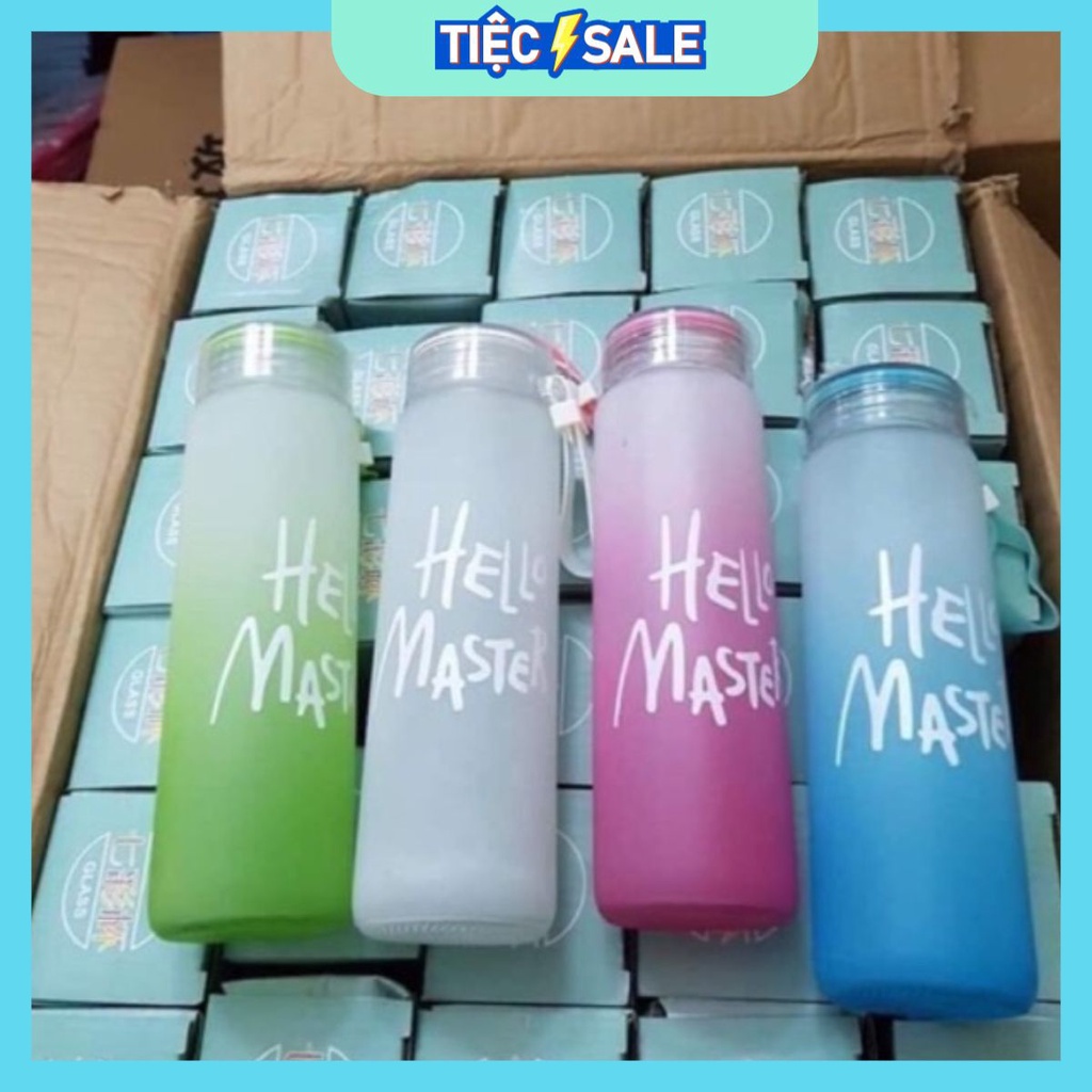 Bình nước thủy tinh Hello Master chai to 450ml _ Giá Bán Sỉ Lẻ