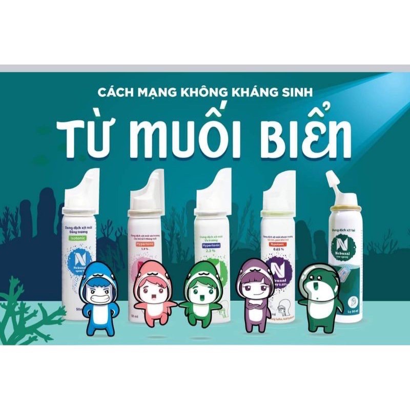 Nebusal - Xịt vệ sinh mũi, nghẹt mũi, sổ mũi, vệ sinh tai- Nhà thuốc Nhật Thành