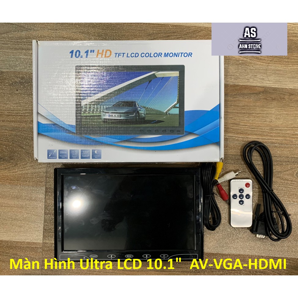 Màn Hình Ultra LCD 10.1"  AV-VGA-HDMI - Tích Hợp Loa - Dùng Trên Ôtô Hỗ trợ test Camera