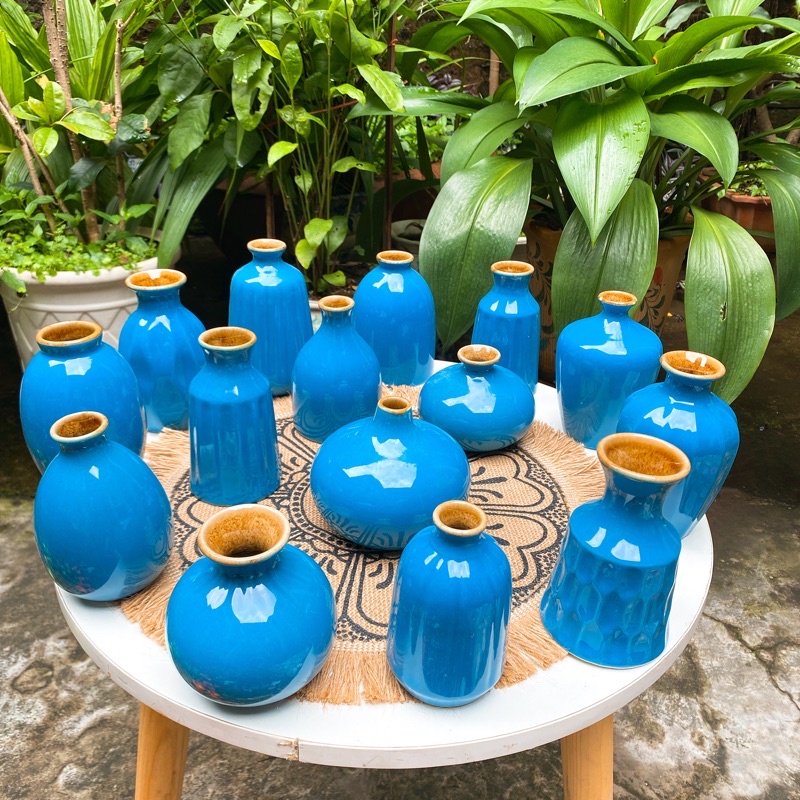 Set Lọ Hoa Mini Gốm Sứ Bát Tràng Màu Sắc 8-14cm - Lọ Hoa Decor