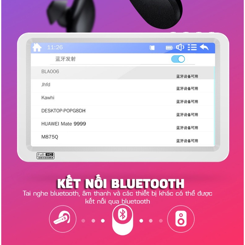 Máy Nghe Nhạc MP3/MP4 Màn Hình Cảm Ứng Siêu Lớn 7.1 Inch Bluetooth Xem Phim Siêu Nét V8 Bộ Nhớ 8GB  GEAR79