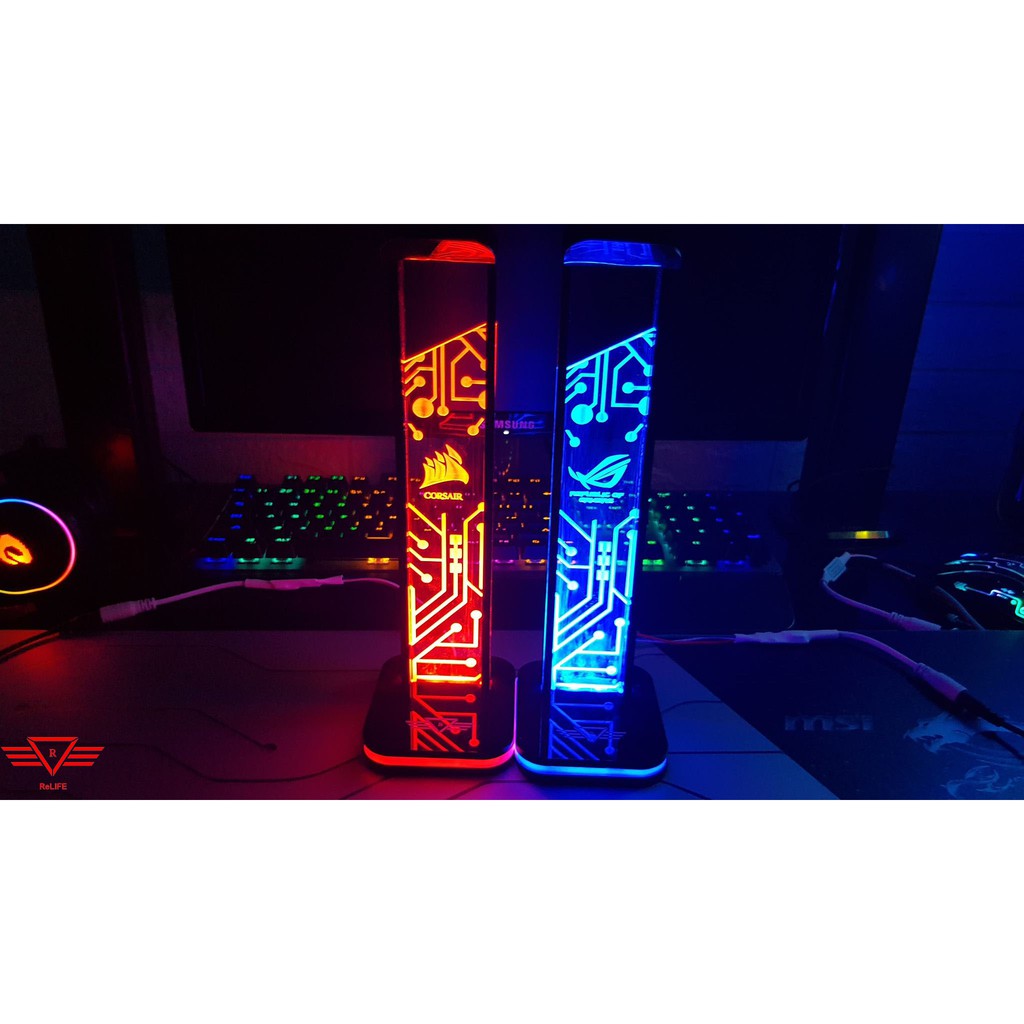 Giá treo tai nghe RGB Corsair R1, công cụ đỡ tai nghe hiệu quả, điều khiển dễ dàng