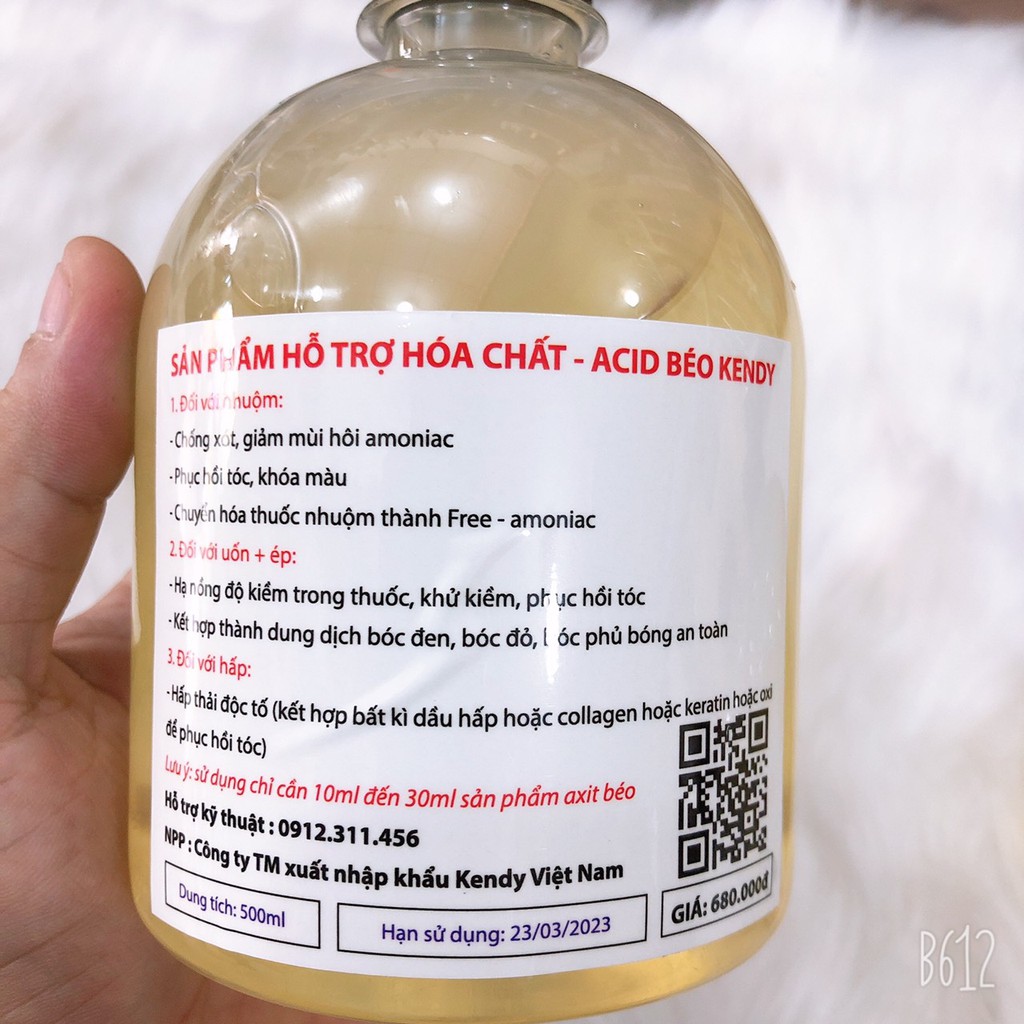 ACID AXIT BÉO KENDY.SẢN PHẨM HỖ TRỢ QUÁ TRÌNH UỐN DUỖI NHUỘM 500ML