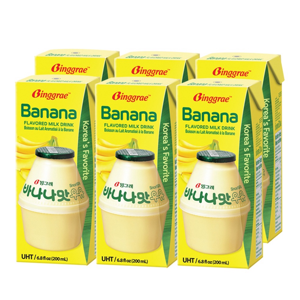 Lốc Sữa Chuối Hàn Quốc Binggrae Banana Milk (200ml x 6 hộp) (Free Ship)