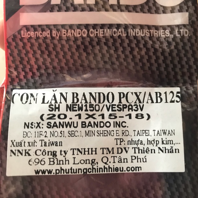 Bộ Bi nồi 18gr cho các dòng xe Pcx, Ab125, Sh Việt thương hiệu Bando