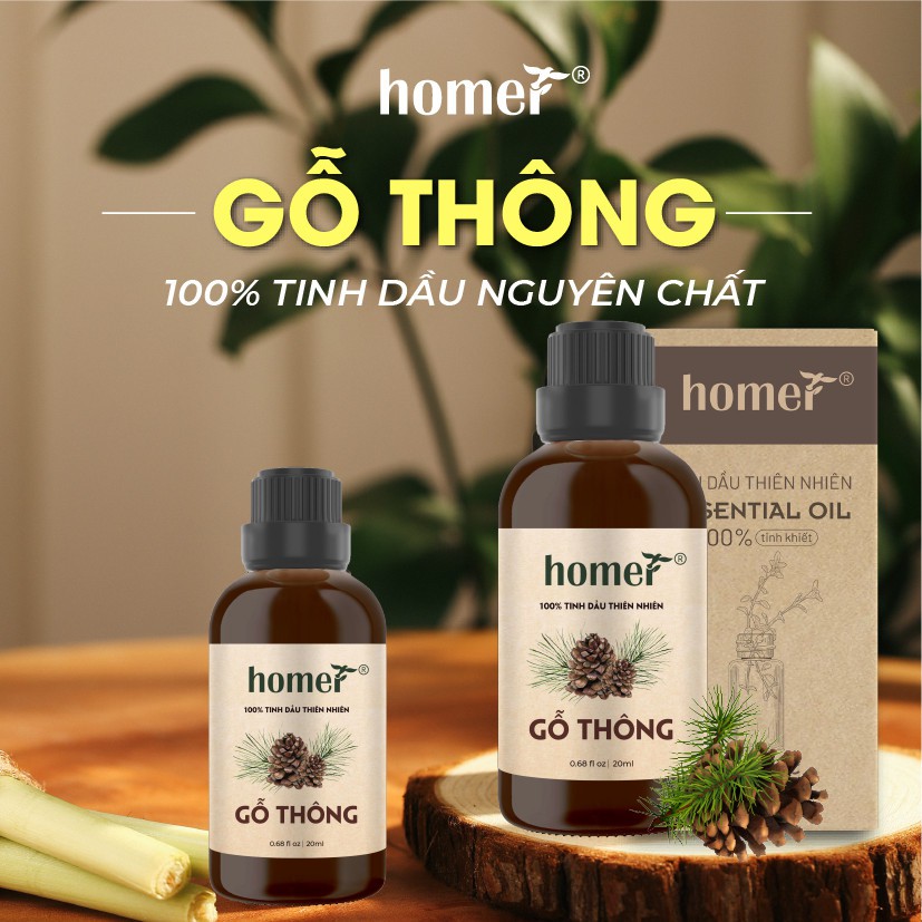 Tinh dầu Gỗ Thông Đỏ Homer 20ml/100ml - Pine Essential Oil - đạt chuẩn chất lượng kiểm định