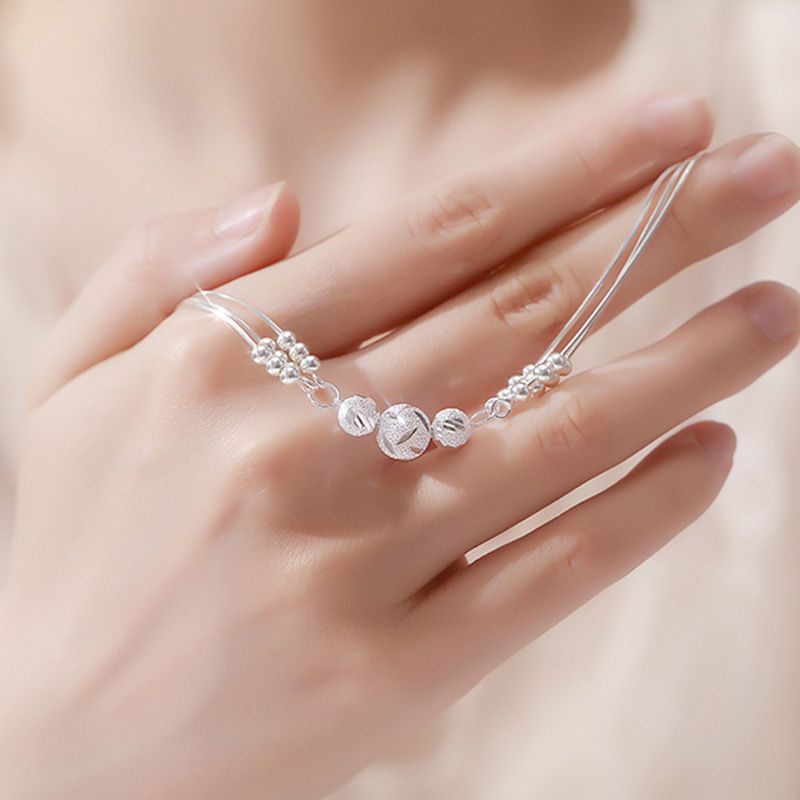 Vòng tay phủ bạc S925 - Lắc tay nữ phủ bạc Ý charm bi nhiều lớp Ovaline dễ thương Zaza Accessories