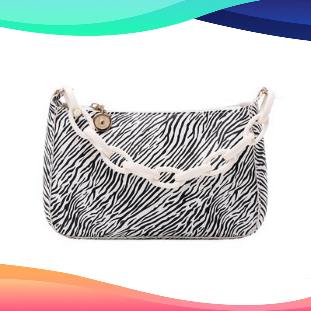 Túi kẹp nách vân ngựa vằn phối xích phong cách Retro DC09 túi đeo vai T.xách Chip Xinh