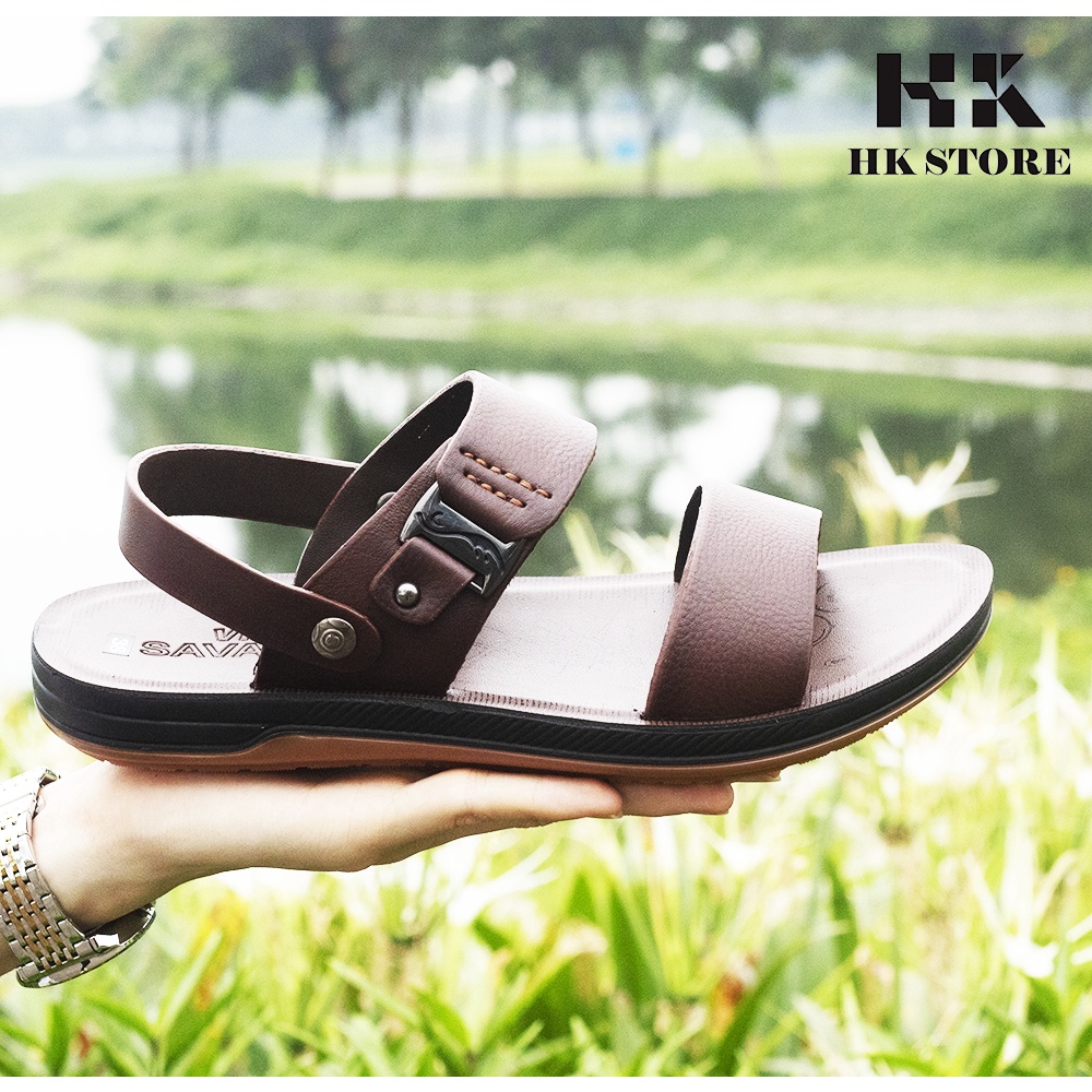 Dép sandal nam ❤️HK.STORE❤️ da bò thật 100% siêu mềm kết hợp đế kếp khâu chắc chắn siêu bền chấp mọi loại thời tiết sd80