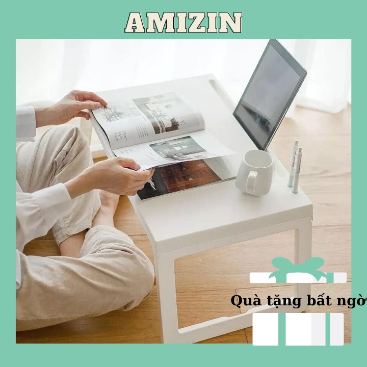 Bàn xếp thông minh học sinh văn phòng AMIZIN Bàn học nhựa gấp đa năng để điện thoại ipad