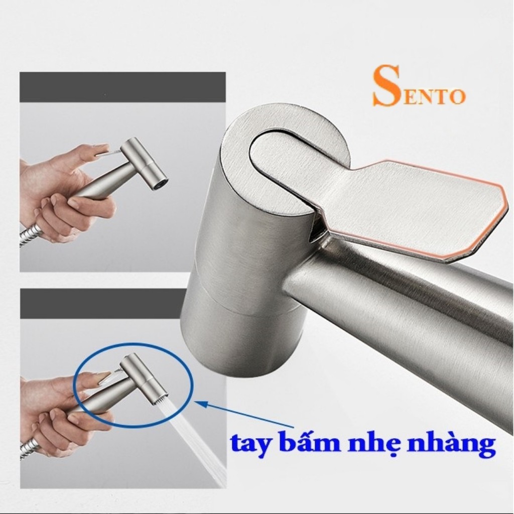 Vòi xịt vệ sinh SENTO xịt bồn cầu toilet chất liệu SUS304 cao cấp cho dòng nước siêu mạnh