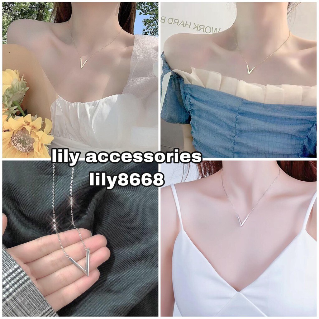 Chain Necklace dây chuyền vòng cổ titan chữ V không gỉ không đen siêu bền cho nam và nữ unisex BTS