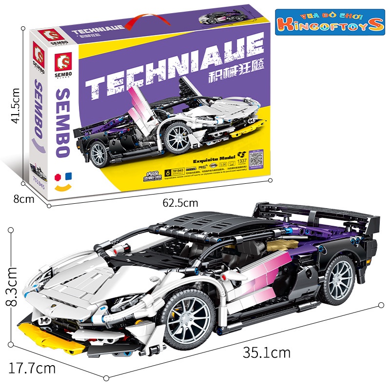 Đồ Chơi Lắp Ráp Kiểu Lego Điều Khiển Từ Xa RC Mô Hình Siêu Xe Purple Moon Sports Car SEMBO 701945 Với 1337 PCS