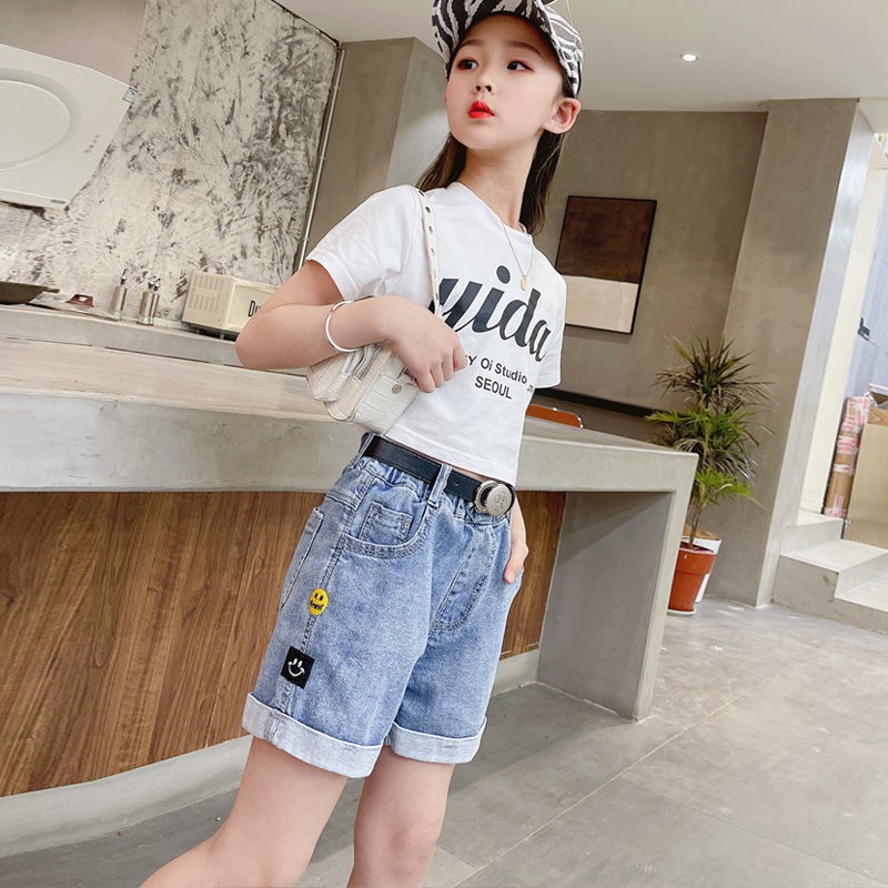 Quần Short Denim Họa Tiết Búp Bê Barbie Hoạt Hình Dễ Thương Cho Bé