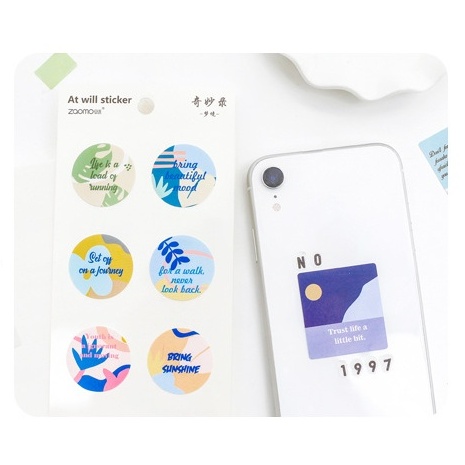 Tấm sticker dán nhựa PVC chống thấm in câu quote lãng mạn dán điện thoại ST413
