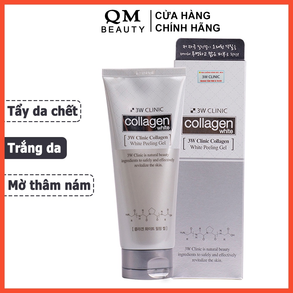 Gel tẩy tế bào chết 3W Clinic Collagen White Peeling 180ml Hàn Quốc làm trắng da