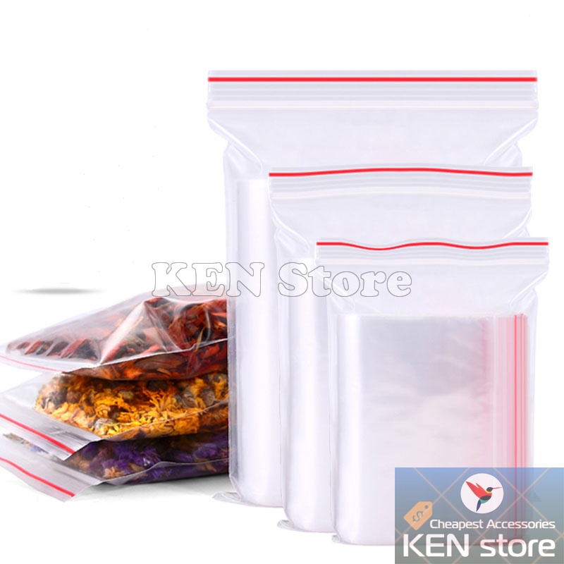 1KG Túi zip zipper chỉ đỏ đóng gói hàng, đựng thực phẩm (loại dày tốt)