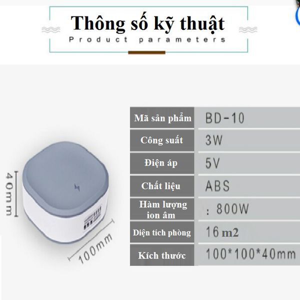 Máy lọc không khí ô tô - Bảo hành 6T - Máy khử mùi ô tô sử dụng công nghệ ion âm lọc không khí hiệu quả - Có video test