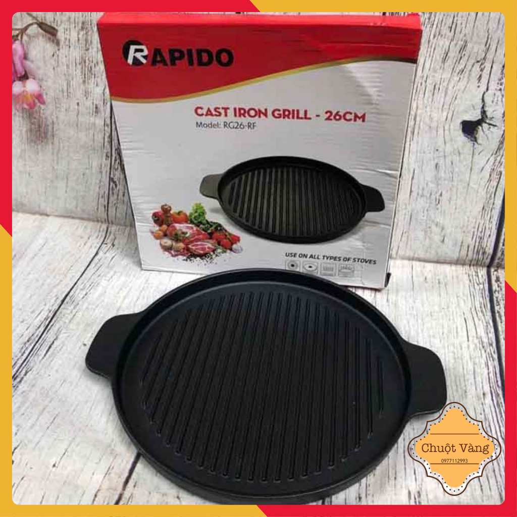 Chảo gang nướng Rapido 26cm chống dính dùng được cho các loại bếp