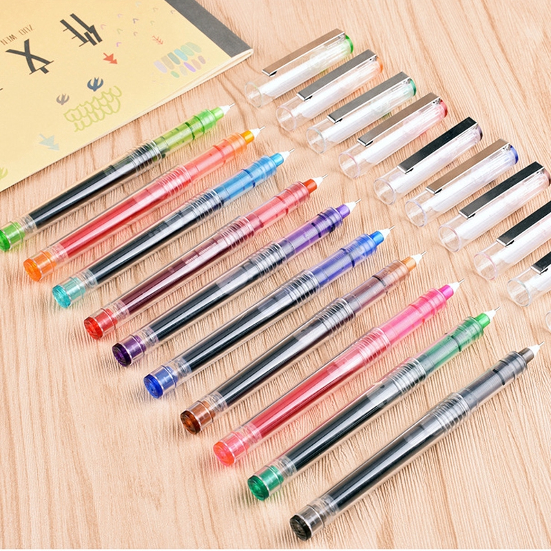 Bút mực gel cỡ lớn ngòi 0.5mm dài 13cm gồm 10 màu