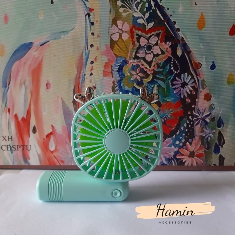 Quạt Mini Cầm Tay Tích Điện Folding Fan V35 có đèn