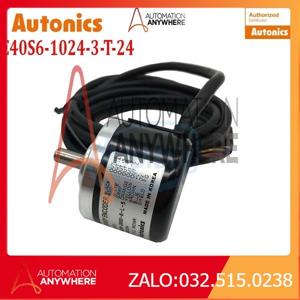 BỘ MÃ HÓA VÒNG QUAY ENCODER AUTONICS E40S6-1024-3-T-24 12-24VDC Ø6mm PHA NGÕ RA A, B, Z ĐƯỜNG KÍNH Ø40mm