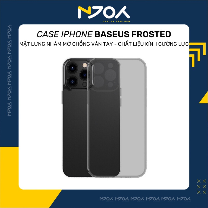 Ốp Lưng Siêu Mỏng Baseus Frosted Glass Mặt Lưng Kính Cường Lực Nhám Viền Tpu Mềm Bảo Vệ Cam Cho Ip 13 Pro Max 13 Pro