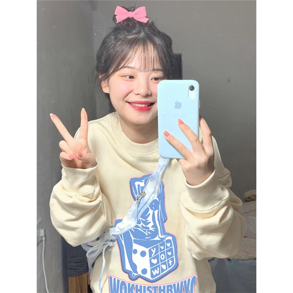 NRVP Áo Thun Tay Dài Oversize In Họa Tiết Phong Cách Hàn Quốc Thời Trang Cho Nam Và Nữ