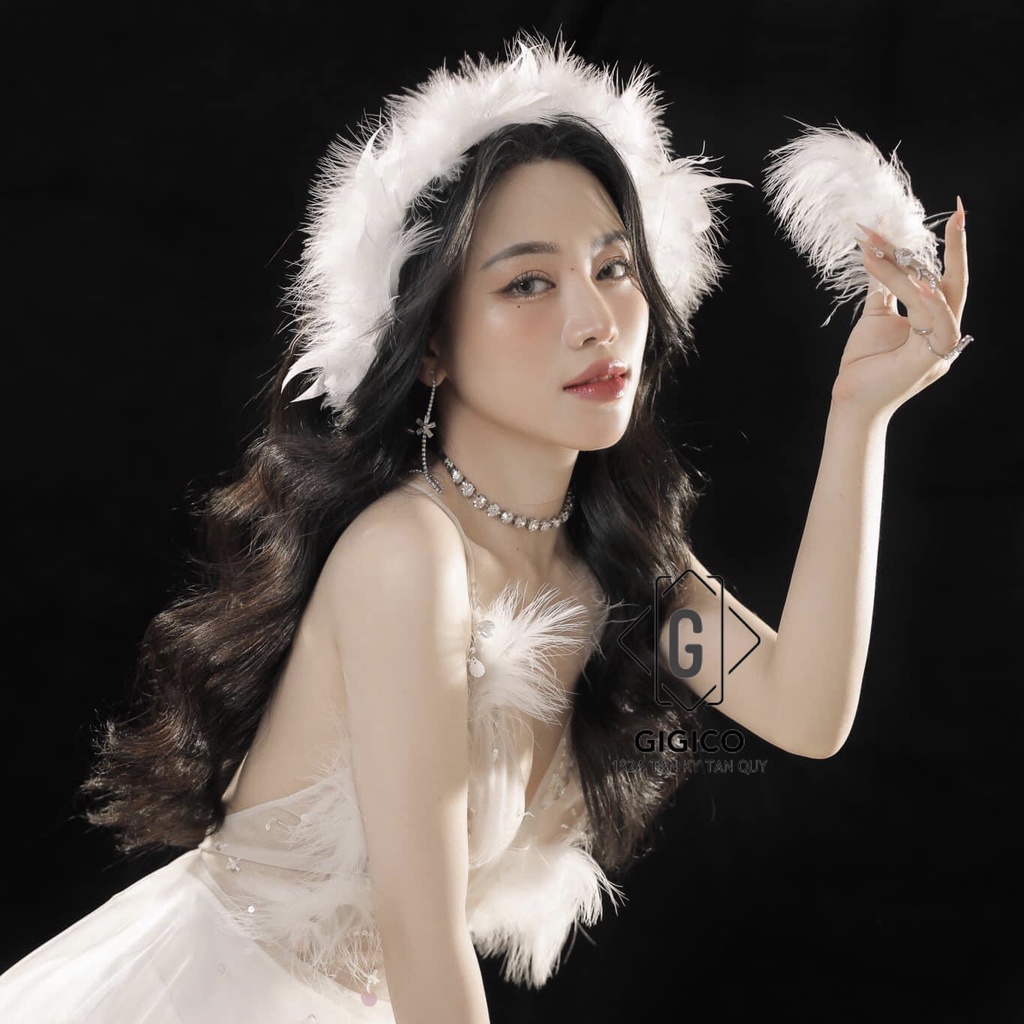 Kẹp tóc lông vũ khổng tước thời trang