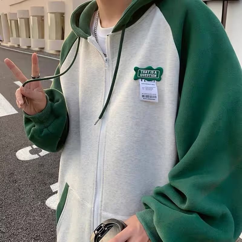 Áo Khoác Hoodie Kiểu Vintage Hàn Quốc Thiết Kế Đơn Giản Cá Tính