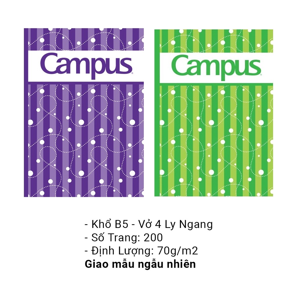Vở Campus 4 Ly Ngang Khổ B5 200 Trang