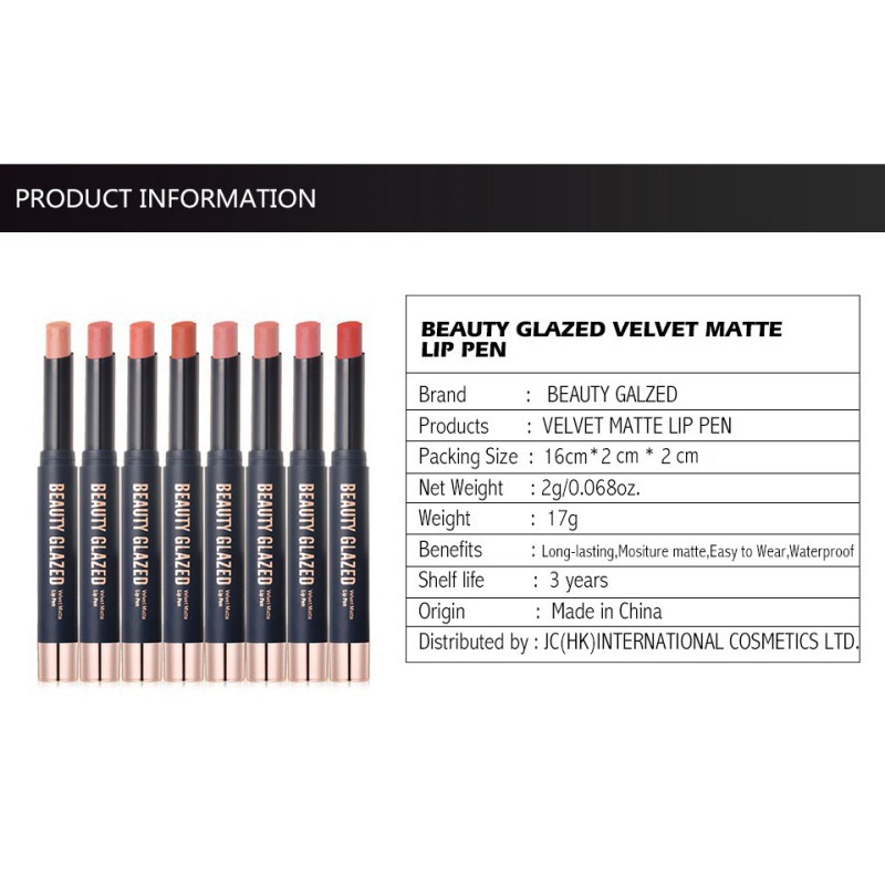 BEAUTY GLAZED Son nhung lì 8 màu tùy chọn | BigBuy360 - bigbuy360.vn