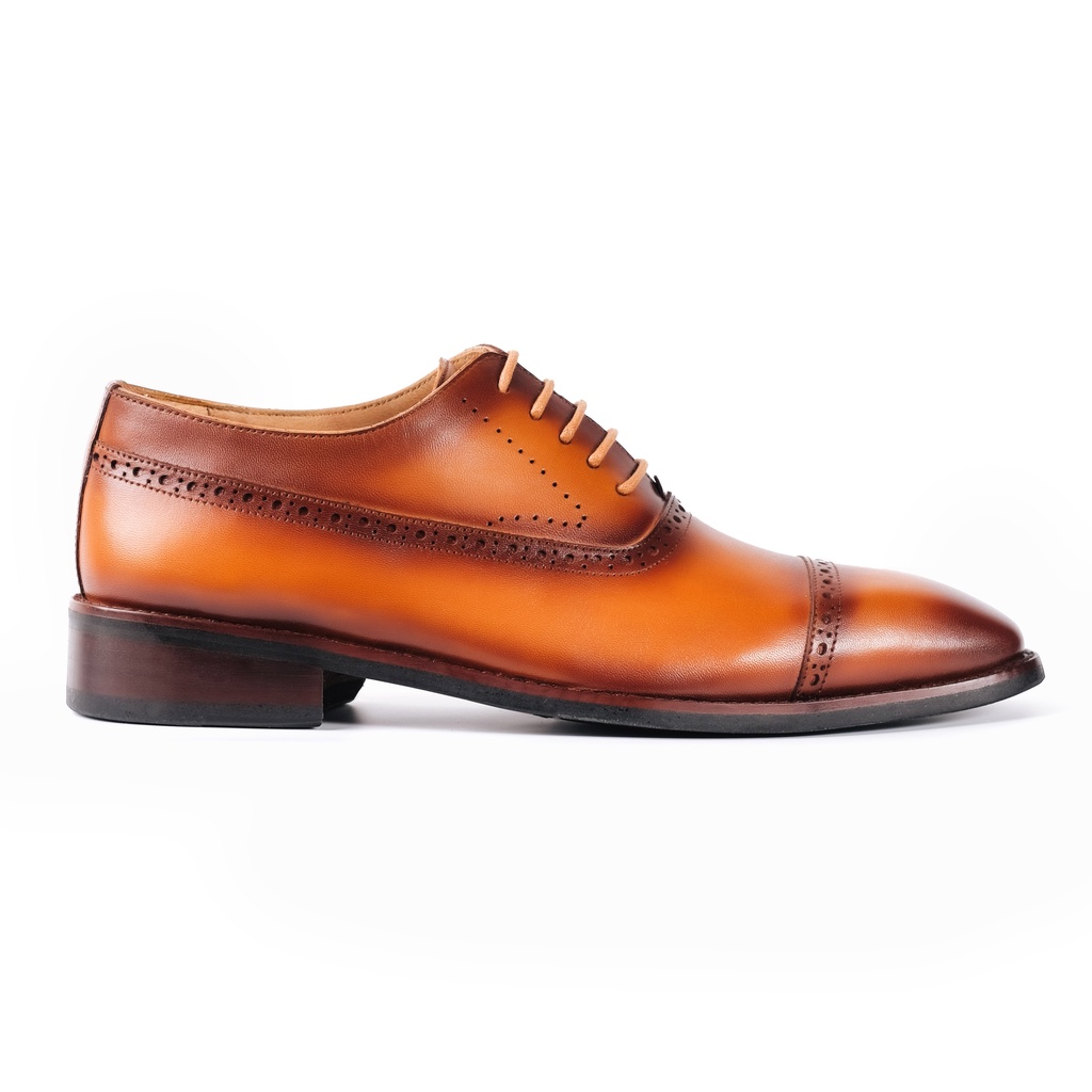 Giày Tây Cao Cấp SEMI-BROGUES CHISEL TOE OXFORD - OF25 - Da Bò Ý Lót Trong Da Bò Mộc - Thương hiệu Be Classy