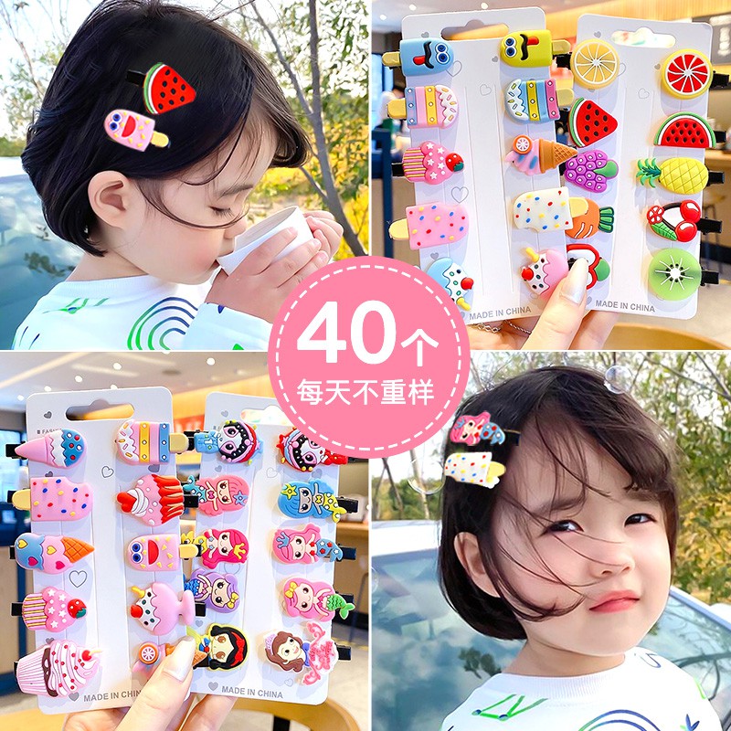 Set 10 kẹp tóc đầy màu sắc đáng yêu cho bé gái