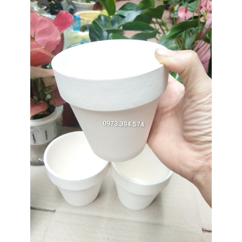 Chậu đất nung size to (size 10cmx12cm)_ Trồng sen đá, xương rồng, cây để bàn