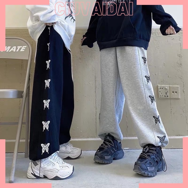 Quần jogger unisex ulzzang bướm có rút ống