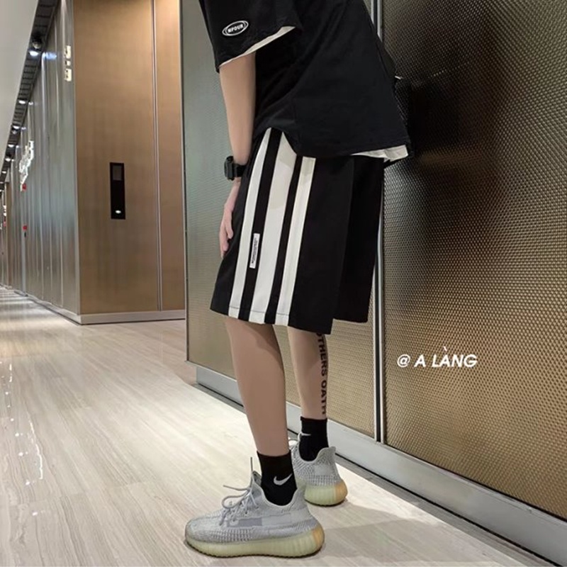 Quần Short Thể Thao Bóng Rổ Ba Sọc Dáng Rộng Thời Trang Mùa Hè Dành Cho Nam Size M-3XL