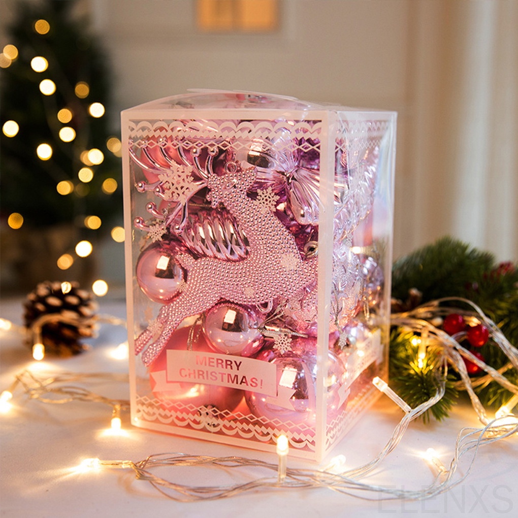 Set 30 quả cầu nhựa 1.2/1.6/2.3inch trang trí cây thông Noel DIY