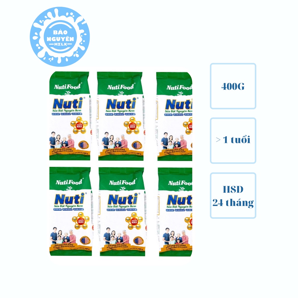 Thùng 30 túi sữa bột Nuti Nguyên Kem 400g