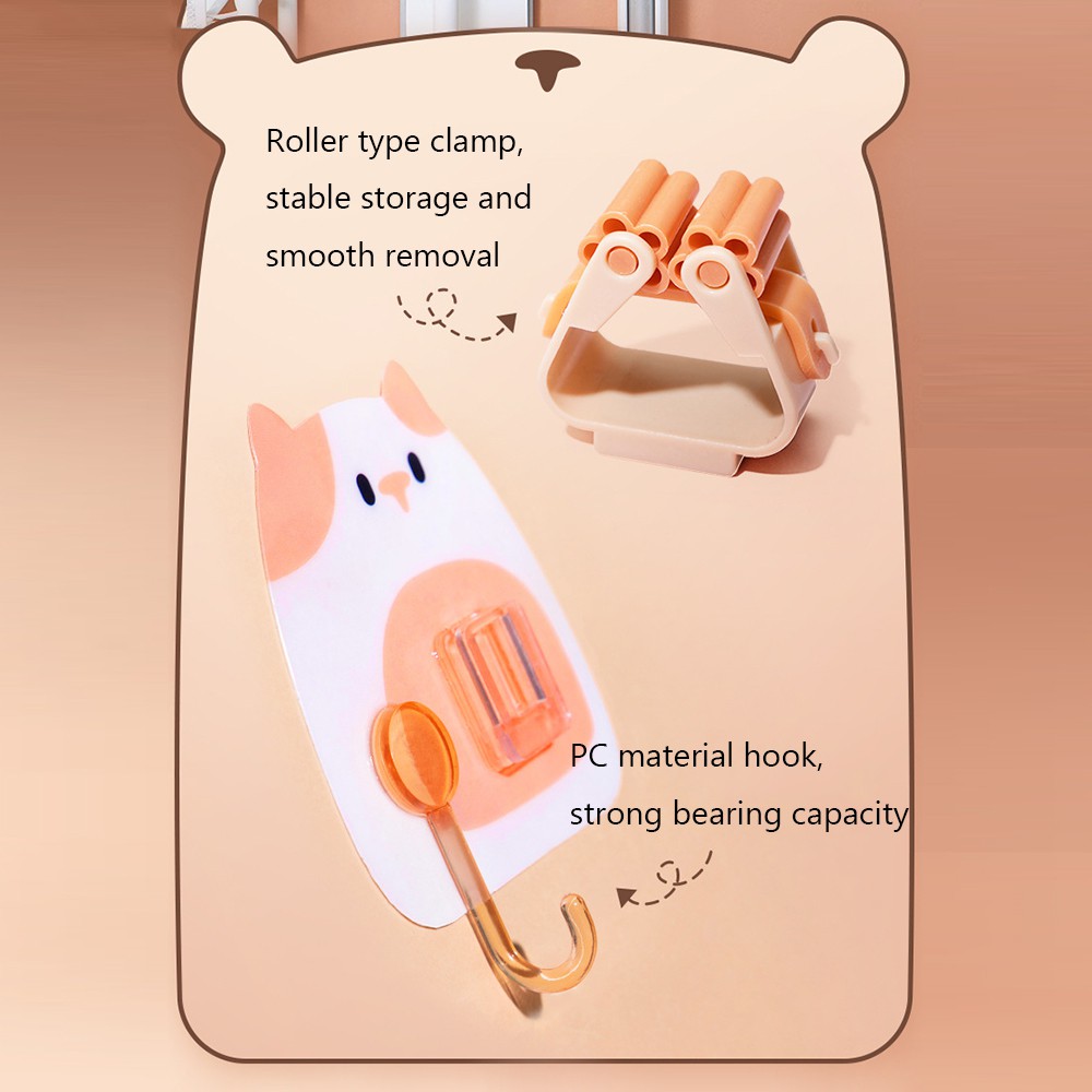 Móc Treo Chổi/ Cây Lau Nhà Tự Dính Họa Tiết Hoạt Hình Cho Nhà Bếp/Phòng Tắm